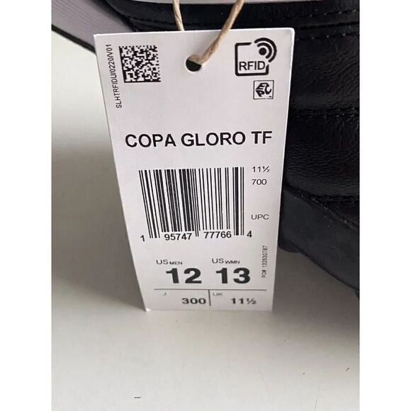 Adidas Copa Gloro TF Low Turf Soccer Cleats Black White FZ6121 Men’s Size 12 NEW main image 5